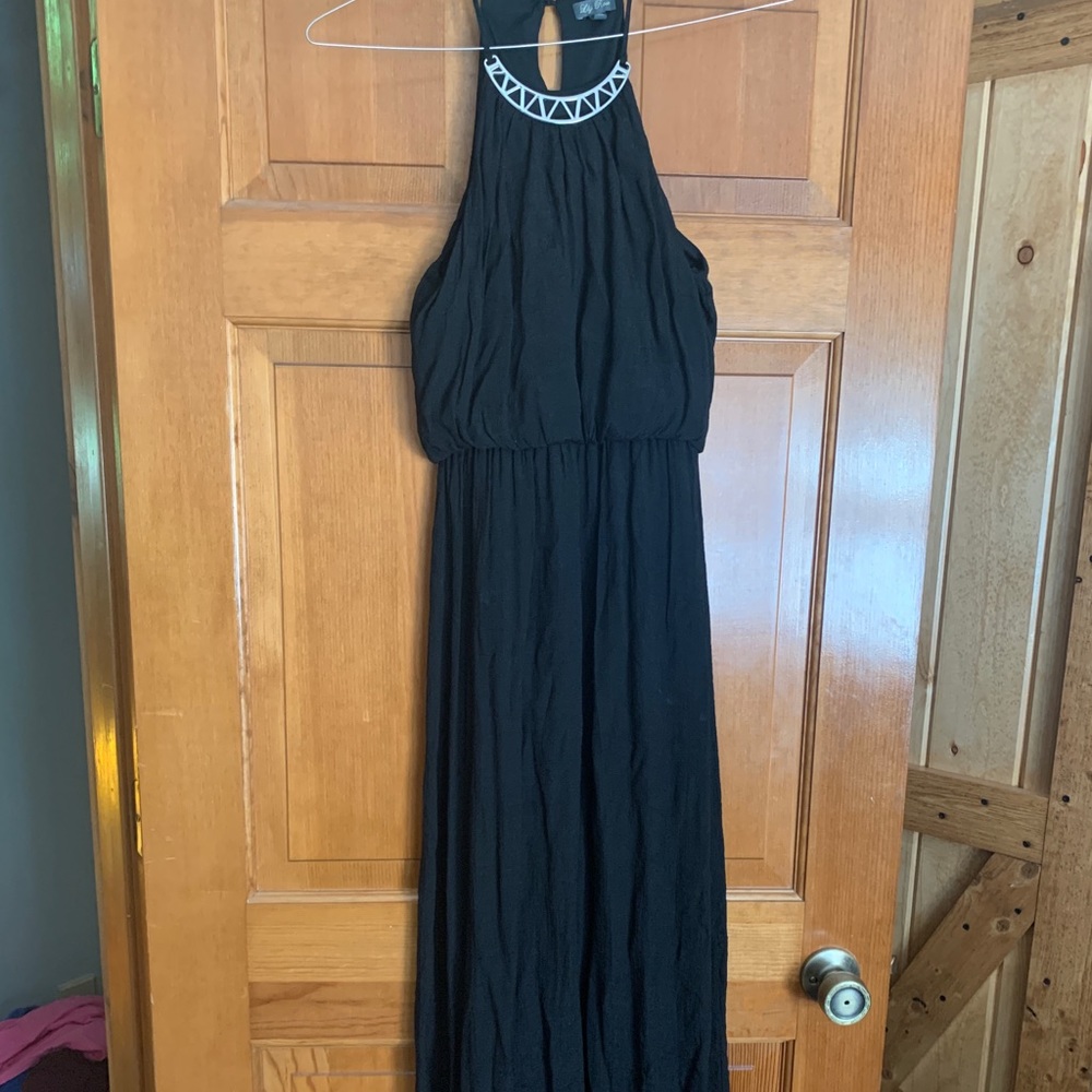 Black dress with necklace attached